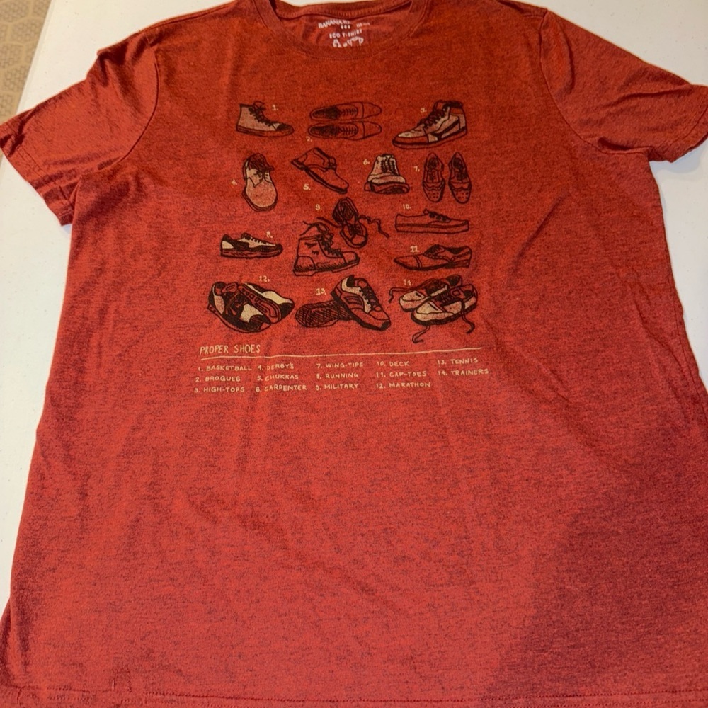 Banana Republic L Eco T-Shirt Rust Color Proper Shoes Basketball Tennis Running